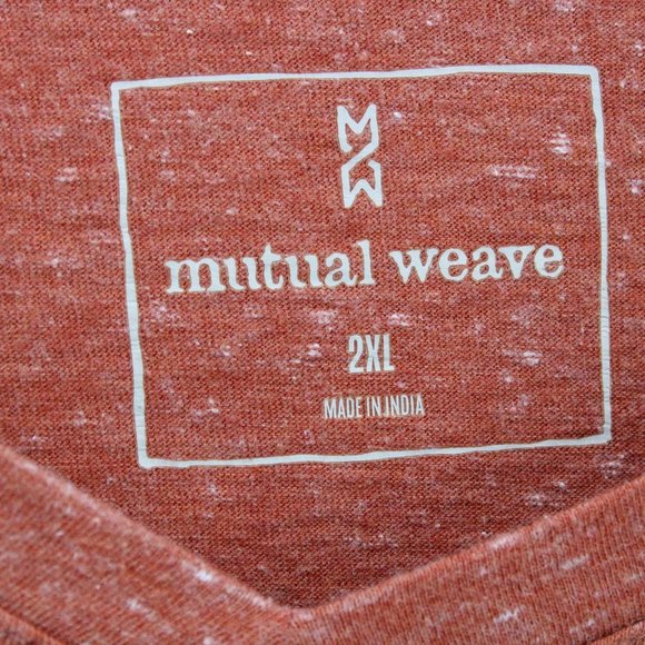 Mutual Weave Shirt Mens Orange Short Sleeve V Neck Solid Cotton Blend Size 2XL - Picture 5 of 8